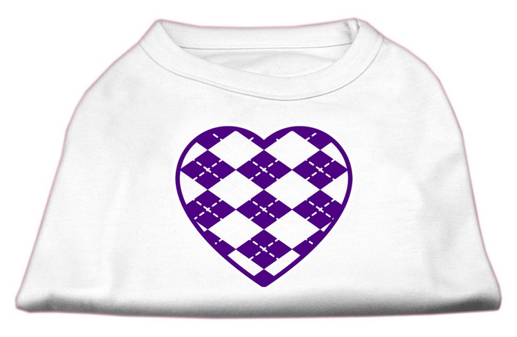 Argyle Heart Purple Screen Print Shirt White XS